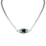 925 Stamp Diamond Emerald Green Zircon Necklace
