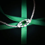 925 Stamp Diamond Emerald Green Zircon Necklace