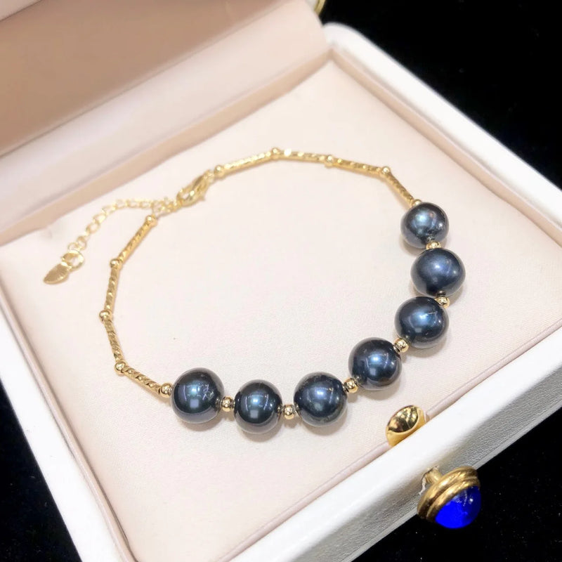Peacock Green Pearl Bracelet 18K Adjustable Girlfriend Bracelet