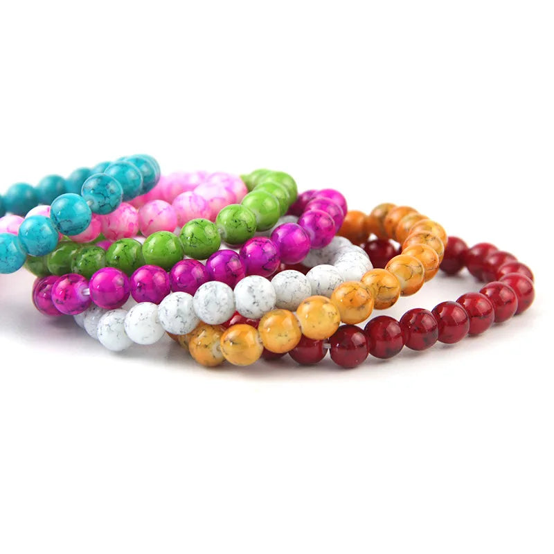 Colorful 8mm Crackle Bracelet Couple Bracelet Crystal for Women Jewelry