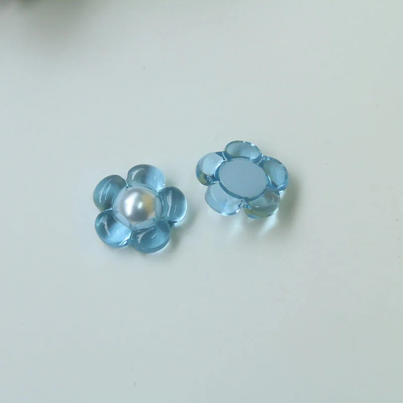 30pcs Colorful Acrylic Pearl Core Flower Beads Charms