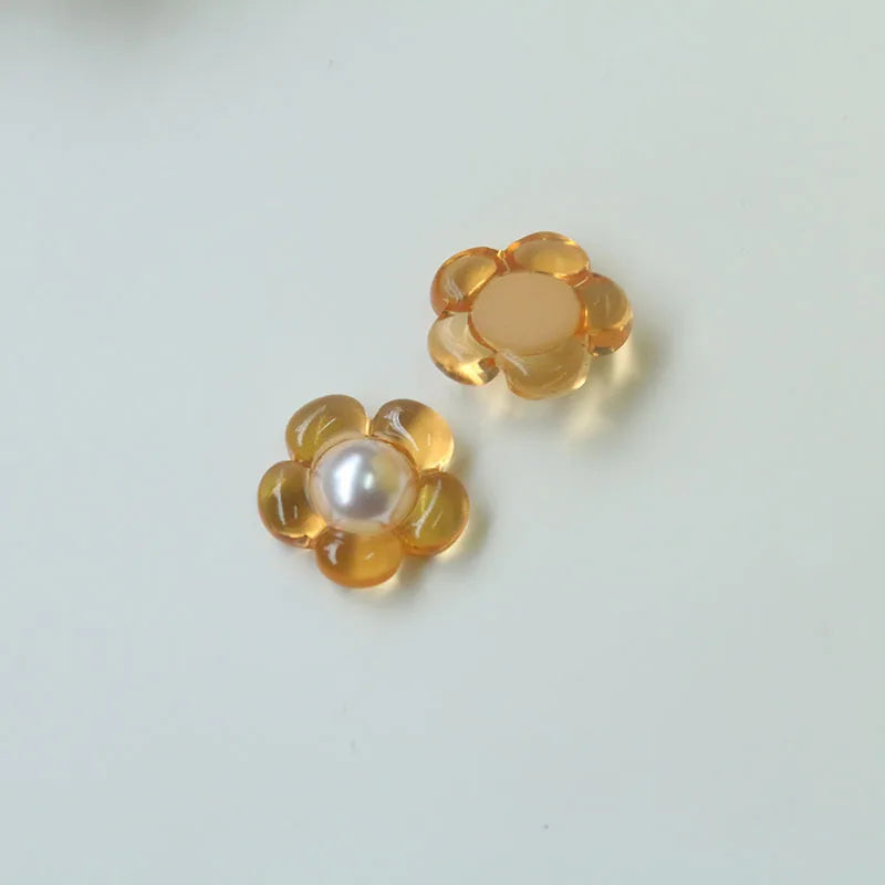 30pcs Colorful Acrylic Pearl Core Flower Beads Charms