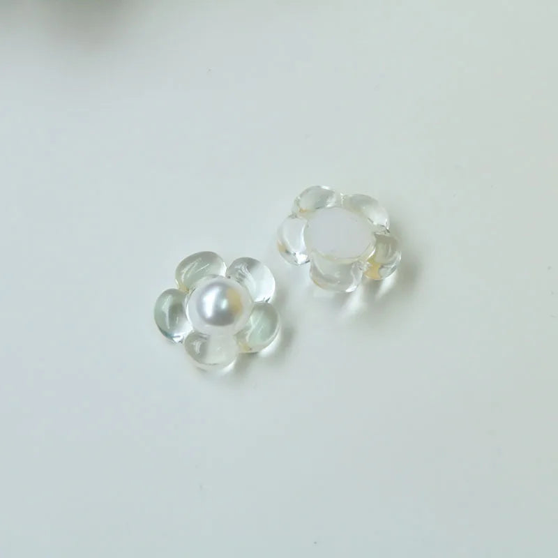 30pcs Colorful Acrylic Pearl Core Flower Beads Charms