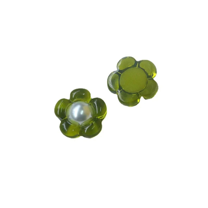 30pcs Colorful Acrylic Pearl Core Flower Beads Charms