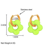 Colorful Acrylic Resin Flower Hoop Earrings Stainless Steel Circle Earring