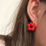 Colorful Acrylic Resin Flower Hoop Earrings Stainless Steel Circle Earring