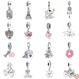 Colorful Balloons Hearts Stars Dangle Charm Silver 925 Bracelet Jewelry