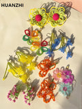 Colorful Beaded Daisy Earrings Handwoven Flower Drop Earrings for Women