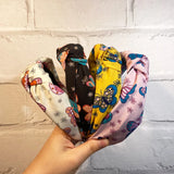 Colorful Bee Stripe Women Headband Wide Edge Fabric Knot Hair Band