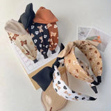 Colorful Bee Stripe Women Headband Wide Edge Fabric Knot Hair Band
