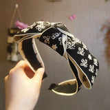 Colorful Bee Stripe Women Headband Wide Edge Fabric Knot Hair Band