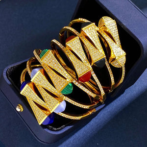 Colorful Geometric Zirconia Bracelet for Women