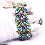 Colorful Crystal Large Bracelet Adjustable Glamour Cuff Elastic Rope