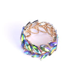 Colorful Crystal Large Bracelet Adjustable Glamour Cuff Elastic Rope