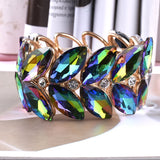Colorful Crystal Large Bracelet Adjustable Glamour Cuff Elastic Rope