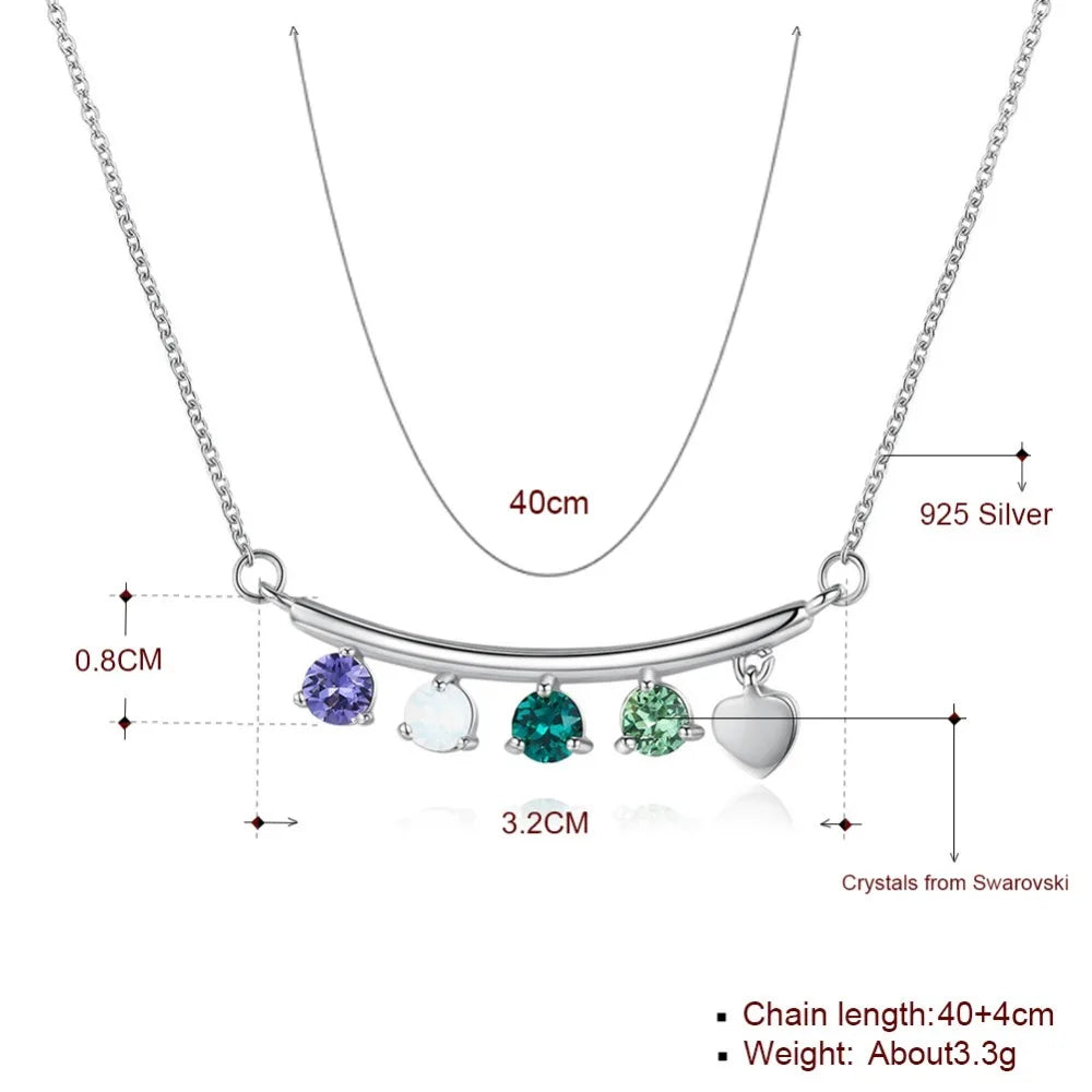 Crystal Heart Pendant Necklace 925 Sterling Silver Wedding Jewelry