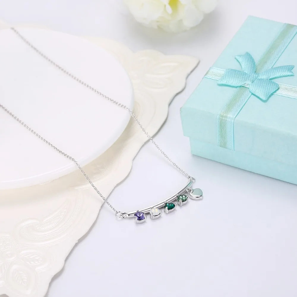Crystal Heart Pendant Necklace 925 Sterling Silver Wedding Jewelry