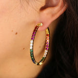 Colorful CZ Circle Hoop Earrings 45MM High