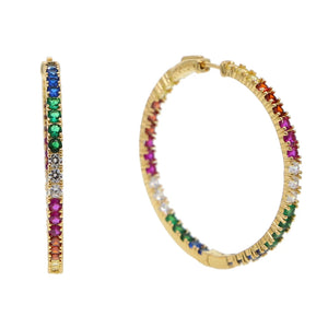 Colorful CZ Circle Hoop Earrings 45MM High