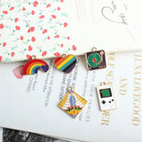 50pcs Rainbow Heart Game Console Charms Enamel Alloy Oil Drop Earring Pendants