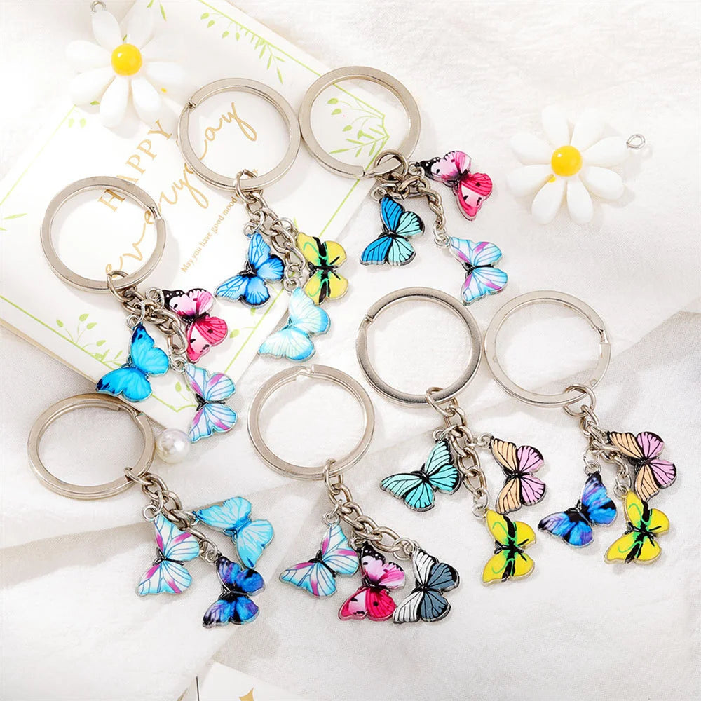 Colorful Enamel Butterfly Keychain for Man Women Bag Accessories