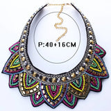 Colorful Leaf Rhinestone Short Collar Choker Necklace Statement Jewelry