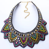 Colorful Leaf Rhinestone Short Collar Choker Necklace Statement Jewelry