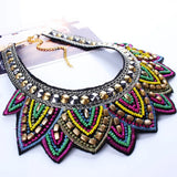 Colorful Leaf Rhinestone Short Collar Choker Necklace Statement Jewelry