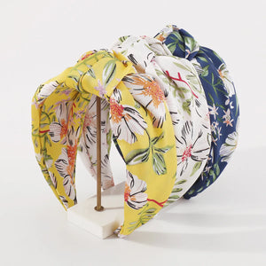 Colorful Flower Printed Women Headband Wide Edge Fabric Knot Hair Band