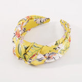 Colorful Flower Printed Women Headband Wide Edge Fabric Knot Hair Band