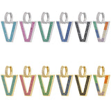 Colorful Geometric Triangle Hoop Earring Neon CZ Cubic Zirconia Ear Ring
