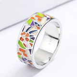 Women's Colorful Enamel Flower Ring, Party Jewelry