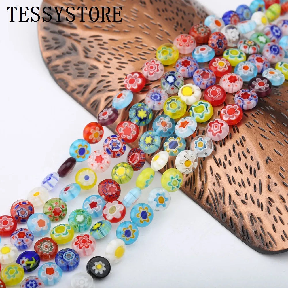 Colorful Lampwork Beads Mixed Fisheye Flower Glass Beads Jewelry DIY