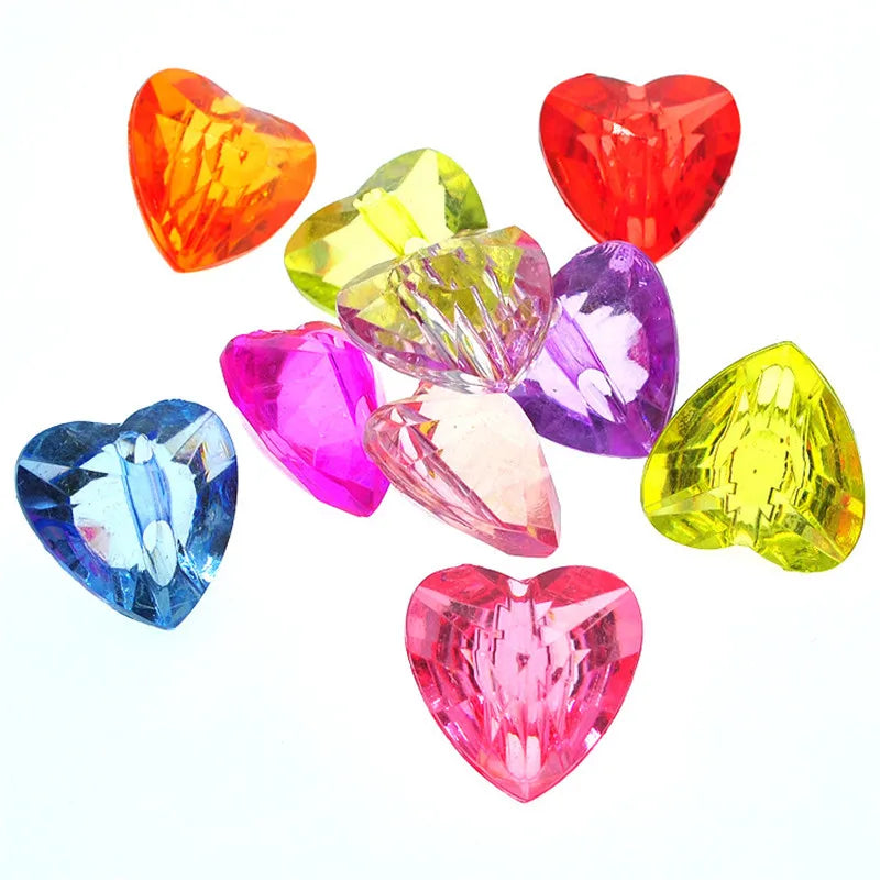 Colorful Love Heart Pendant Beads 155pcs
