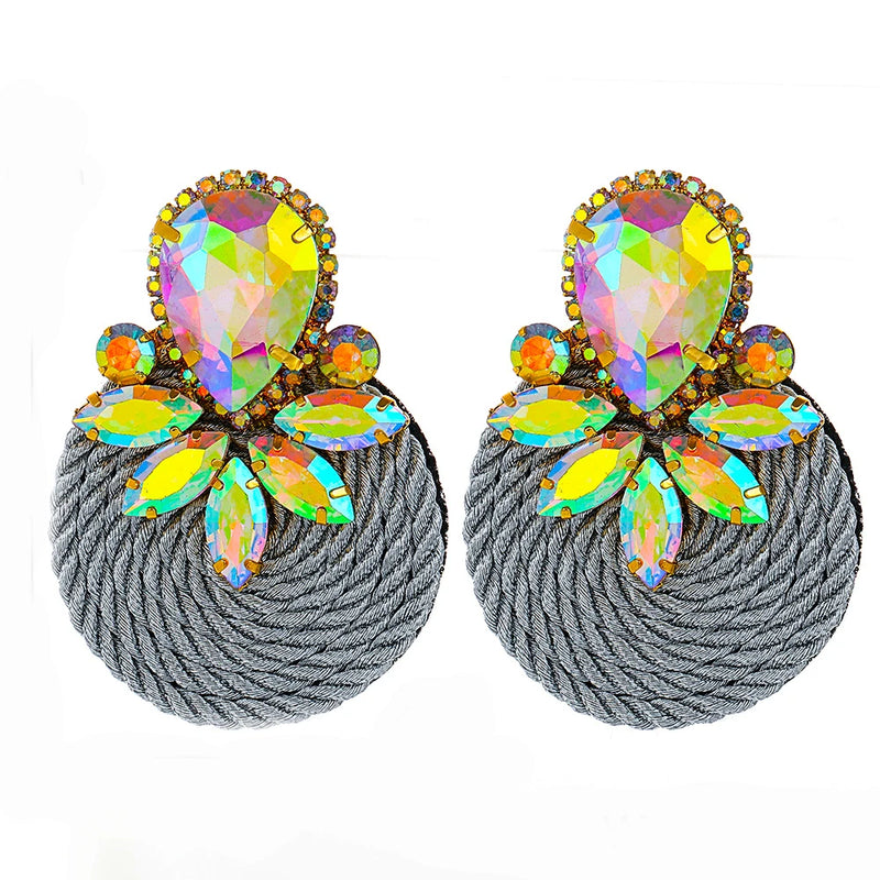 Round Rhinestone Earrings for Christmas Crystal