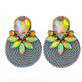 Round Rhinestone Earrings for Christmas Crystal
