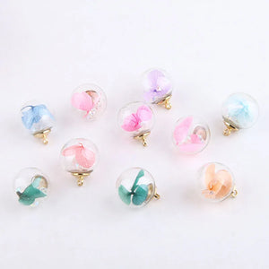 40pcs Round Glass Floral Ball Charms 16*20mm Earring Pendants