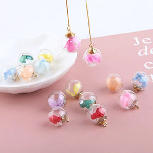 40pcs Round Glass Floral Ball Charms 16*20mm Earring Pendants