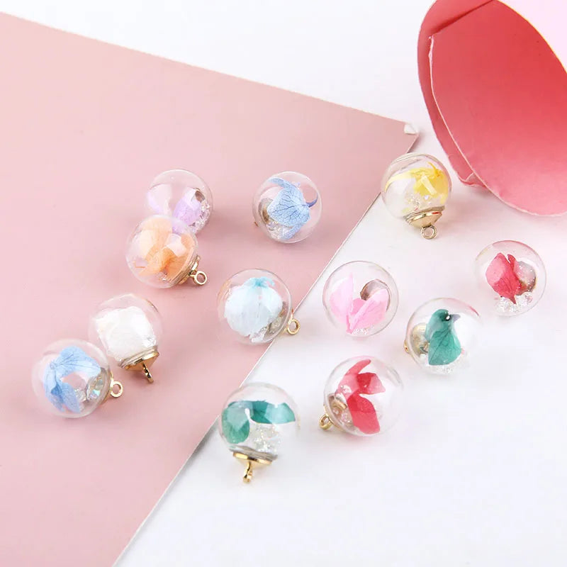 40pcs Round Glass Floral Ball Charms 16*20mm Earring Pendants