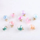40pcs Round Glass Floral Ball Charms 16*20mm Earring Pendants