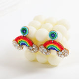 Bohemian Seed Bead Dangle Earrings Colorful Statement Jewelry Gift