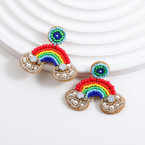 Bohemian Seed Bead Dangle Earrings Colorful Statement Jewelry Gift