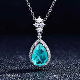Colorful Treasure Pendant Paraiba Necklace Zircon Water Drop Pear Shaped Jewelry