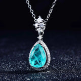 Colorful Treasure Pendant Paraiba Necklace Zircon Water Drop Pear Shaped Jewelry