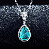 Colorful Treasure Pendant Paraiba Necklace Zircon Water Drop Pear Shaped Jewelry