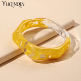 Colorful Wide Cuff Bangles Acrylic Punk Bracelet Gothic Charms Irregular Jewelry