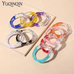 Colorful Wide Cuff Bangles Acrylic Punk Bracelet Gothic Charms Irregular Jewelry