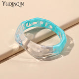Colorful Wide Cuff Bangles Acrylic Punk Bracelet Gothic Charms Irregular Jewelry