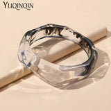 Colorful Wide Cuff Bangles Acrylic Punk Bracelet Gothic Charms Irregular Jewelry