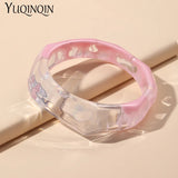 Colorful Wide Cuff Bangles Acrylic Punk Bracelet Gothic Charms Irregular Jewelry